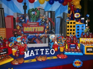 Compleanno tema Avengers: Iron Man e Spiderman per Matteo